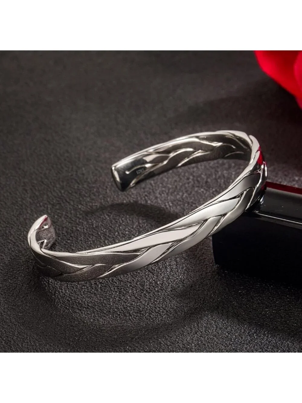 Stylish Adjustable 925 Sterling Silver Cuff Bracelet for Couples - Gift-Ready